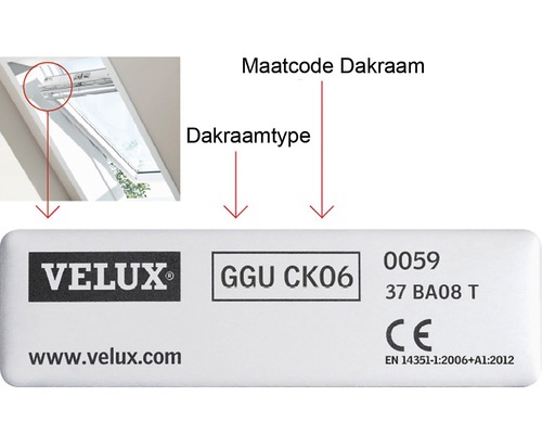 Informations pour déterminer le type de fenêtre de toit et le code de dimension des fenêtres de toit Velux.