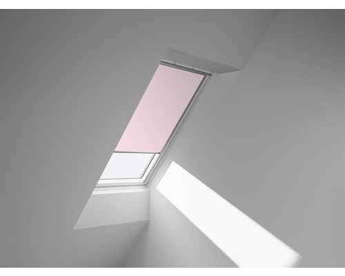 Store occultant VELUX Kids rose étoiles à commande manuelle cadre blanc DKL MK10 4659SWL