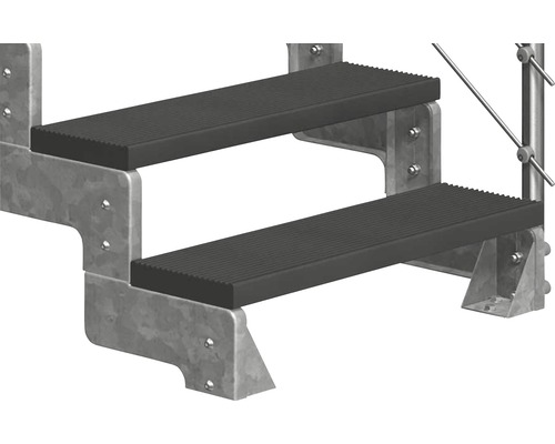 Escalier à deux marches en métal avec marches rainurées