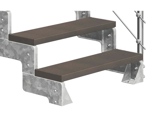 Deux marches d''escalier avec cadre en acier et marches