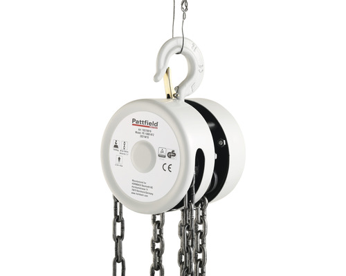 Palan à chaîne Pattfield avec crochet et chaîne