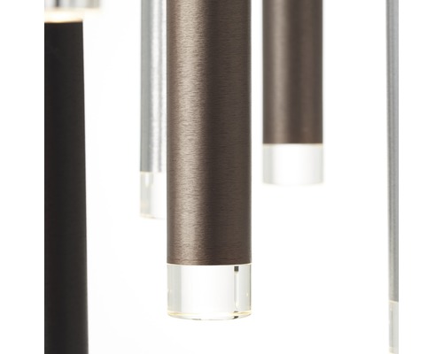 Mehrere zylinderförmige Pendelleuchten aus Metall und Kristallglas