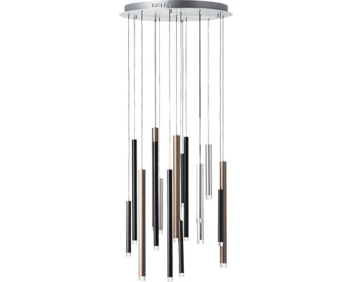 Hängeleuchte mit zylindrischen Elementen an dünnen Aufhängungen