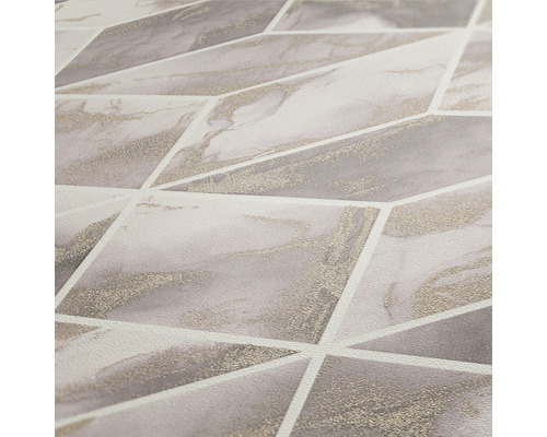 Tapete mit Marmoroptik und geometrischen Formen