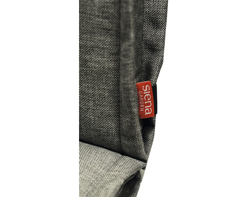 Gros plan d''un coussin gris avec le logo Siena Garden