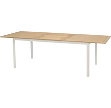 Table extensible avec plateau en bois et structure en métal