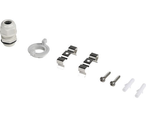 Accessoires pour montage de lampe avec presse-étoupe, étrier de montage, vis et chevilles