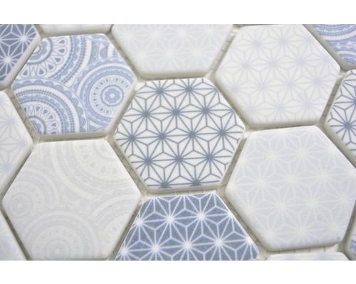Mosaïque hexagonale avec différents motifs