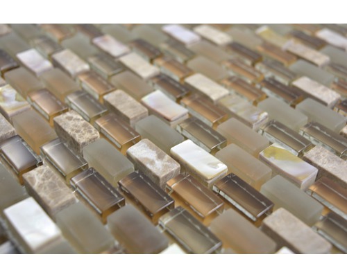 Mosaïque en verre, pierre naturelle et nacre