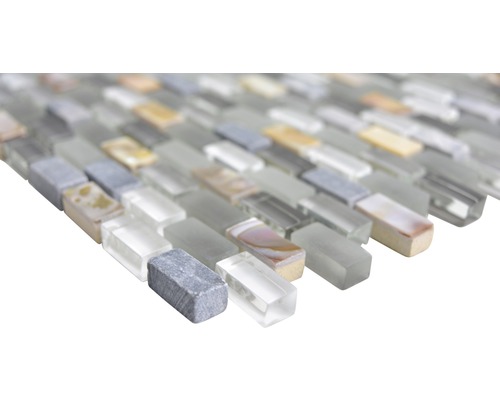Mosaikfliese aus Glas und Naturstein