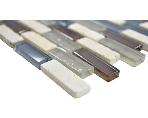 Mosaïque en verre et pierre naturelle