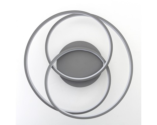 Moderne LED Deckenleuchte mit drei überlappenden Ringen.