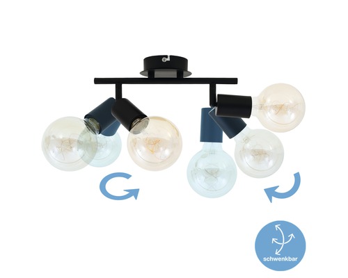 Deckenleuchte mit drei Leuchtenarmen und schwenkbaren Strahlern