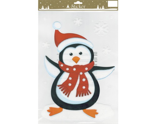 Pinguin Fensteraufkleber mit Mütze und Schal