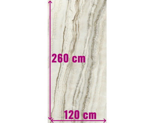 Carrelage XXL sol et mur en grès cérame fin Athen white poli 120x260 cm 7 mm