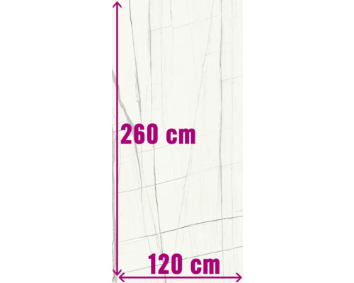 XXL Feinsteinzeug Wand- und Bodenfliese Scandium white poliert 120x260 cm 7 mm