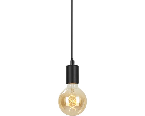 Lampe suspendue avec ampoule et câble noir