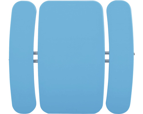 Blauer Tisch mit klappbaren Seitenplatten