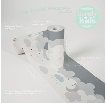 Selbstklebende Kinderzimmer Bordüre mit Wolken- und Sternenmuster, 15,5 cm hoch, 500 cm lang