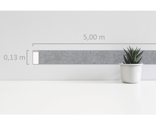 Bordure de papier peint avec motif floral, 5 mètres de long et 0.13 mètre de large