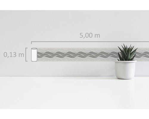 Autocollant mural avec motif de vagues, 5,00 m de long et 0,13 m de large