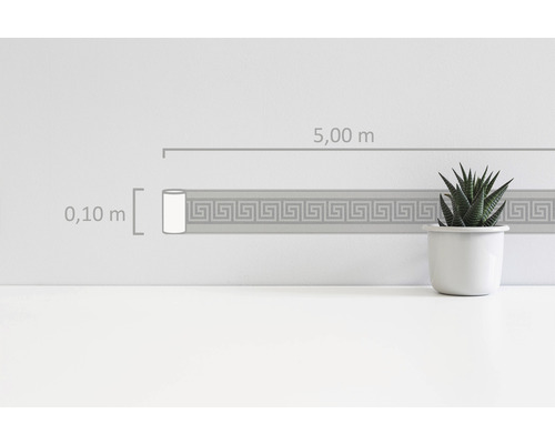 Frise de papier peint avec motif de méandre grec, longueur 5,00 mètres, largeur 0,10 mètre