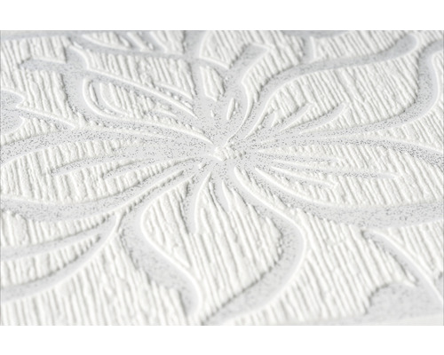 Gros plan d''un papier peint blanc texturé avec un motif floral