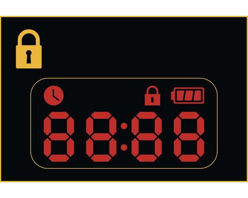 Symbole de verrouillage des touches, de l''heure et de l''état de la batterie