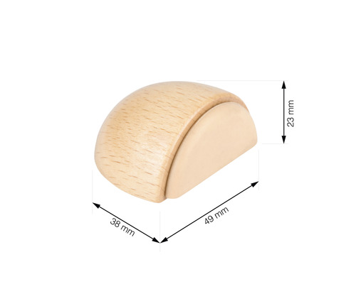 Butoir de porte en bois mesurant 49 mm x 38 mm x 23 mm