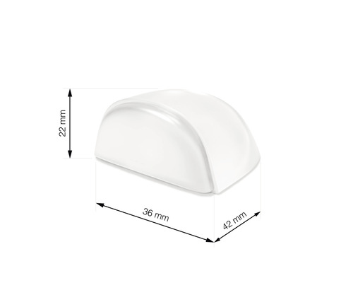 Türstopper mit den Maßen 22 mm Höhe, 36 mm Länge und 42 mm Breite.