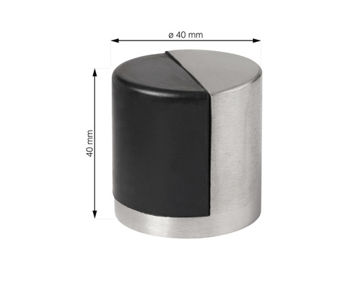 Türstopper aus Edelstahl und Gummi, Durchmesser 40 Millimeter