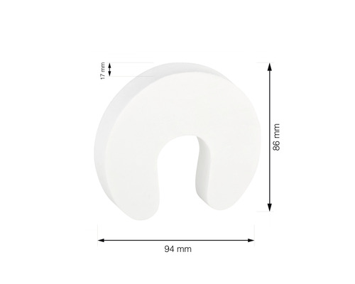 Butoir de porte blanc mesurant 94 millimètres sur 86 millimètres sur 17 millimètres.