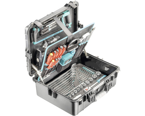 Geöffneter Werkzeugkoffer mit verschiedenen Werkzeugen