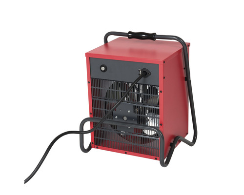 Radiateur électrique rouge avec câble et poignée noirs