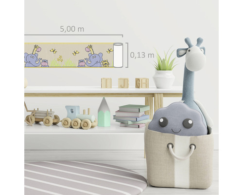 Kinderzimmer mit Bordüre von Tieren, Länge 5,00 Meter, Höhe 0,13 Meter