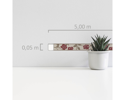 Tapetenbordüre mit floralem Muster, Rolle mit 5,00 m Länge und 0,05 m Breite