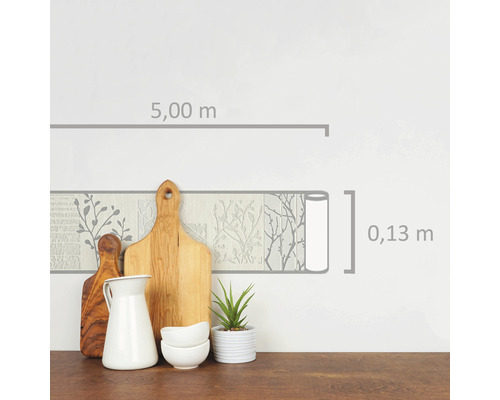 Bordüre mit floralem Muster, Rollenlänge 5,00 Meter, Rollenhöhe 0,13 Meter