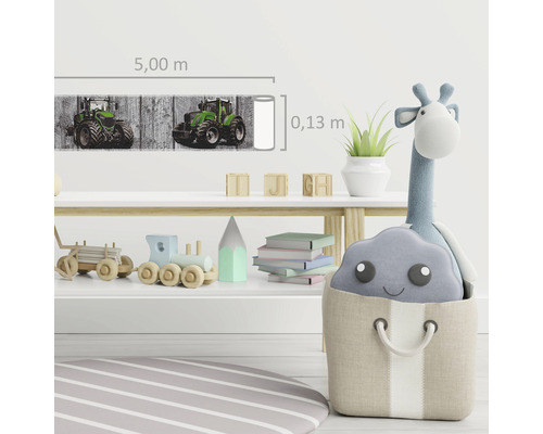 Wandbordüre mit Traktormotiven im Kinderzimmer, Länge 5,00 Meter, Höhe 0,13 Meter