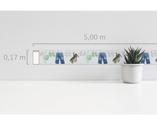 Bordüre mit Wäscheleinenmuster, 5,00 m Länge und 0,17 m Breite