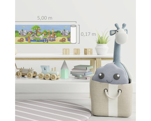 Kinderzimmer mit Bordüre mit Tiermotiven, Länge 5 Meter und Höhe 0,17 Meter