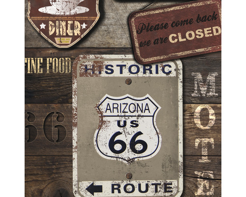 Panneau mural décoratif avec des motifs de la Route 66 et Diner