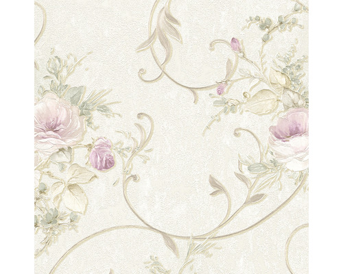 Papier peint intissé 30420-2 Romantica bouquet de fleurs rosé Papier peint à motif de roses et volutes florales