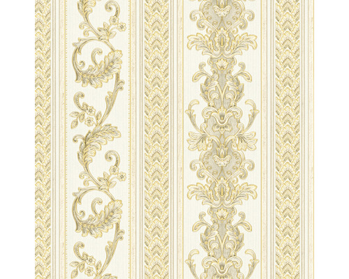 Tapete mit Streifen und floralen Mustern