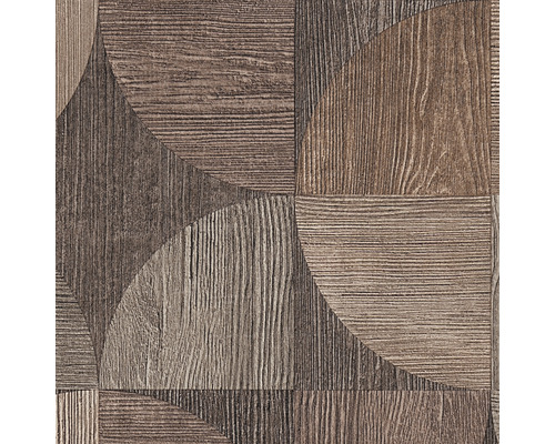 Papier peint imitation bois avec motifs géométriques