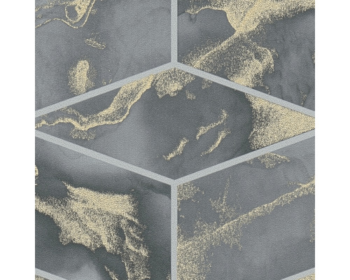 Gros plan d''un papier peint gris avec un motif marbré doré