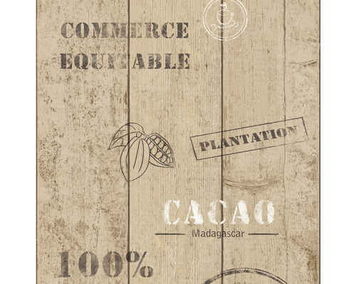 Papier peint avec motifs de cacao sur aspect planches de bois