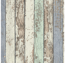 Papier peint avec motif de planches en bois dans différentes teintes
