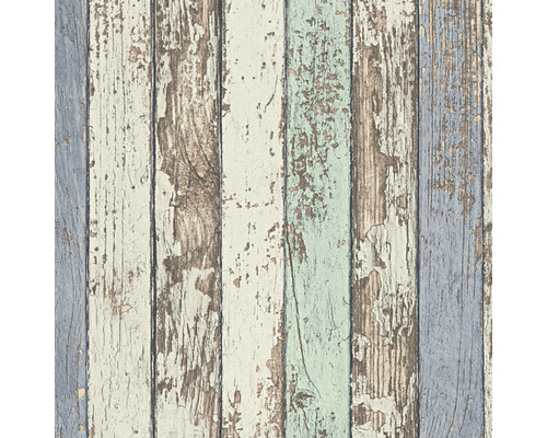 Tapete mit Holzplanken-Motiv in verschiedenen Farbtönen