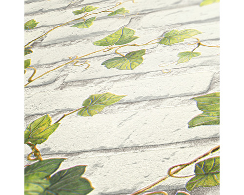 Papier peint avec motif de pierre et décor de lierre