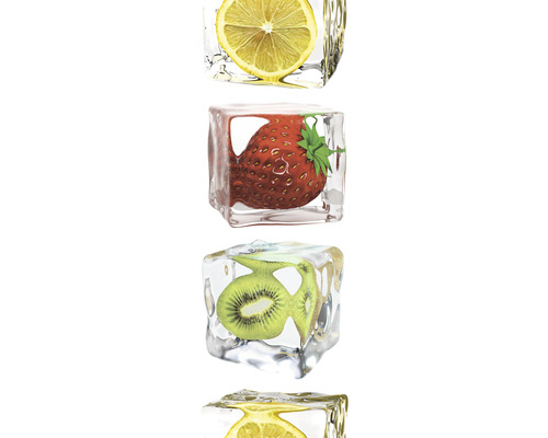 Glaçons empilés avec citron, fraise et kiwi
